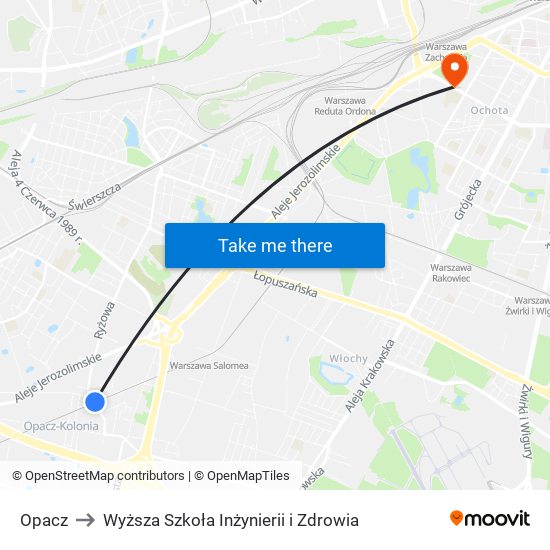 Opacz to Wyższa Szkoła Inżynierii i Zdrowia map