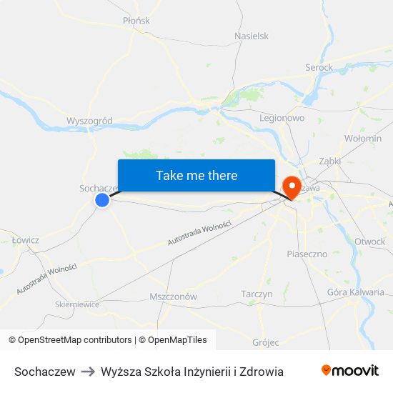 Sochaczew to Wyższa Szkoła Inżynierii i Zdrowia map