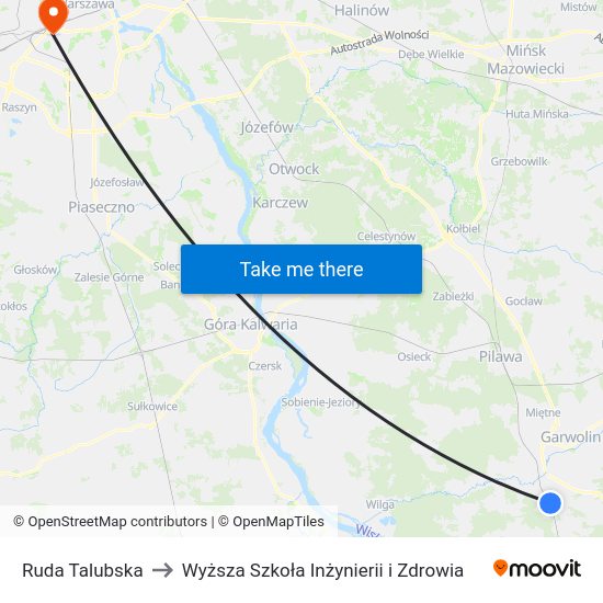 Ruda Talubska to Wyższa Szkoła Inżynierii i Zdrowia map