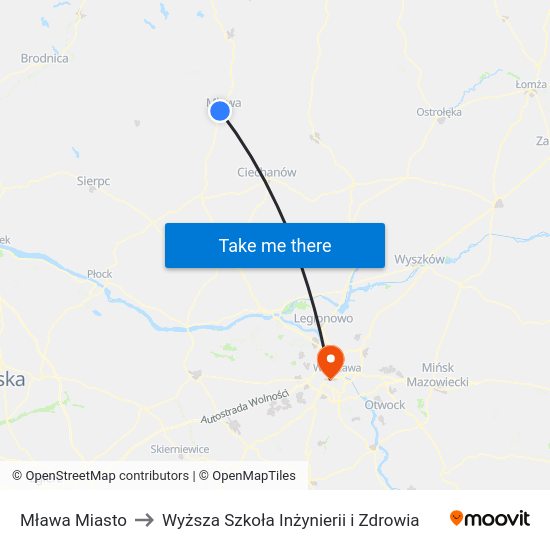 Mława Miasto to Wyższa Szkoła Inżynierii i Zdrowia map