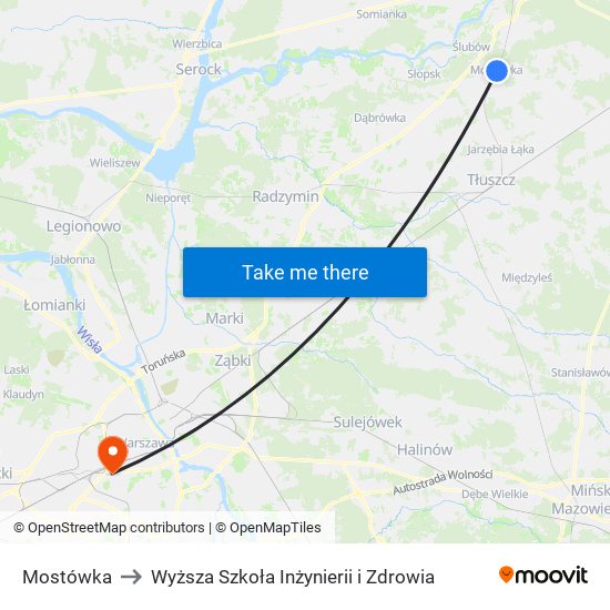 Mostówka to Wyższa Szkoła Inżynierii i Zdrowia map