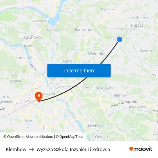 Klembów to Wyższa Szkoła Inżynierii i Zdrowia map