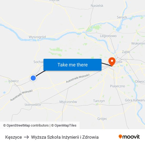 Kęszyce to Wyższa Szkoła Inżynierii i Zdrowia map