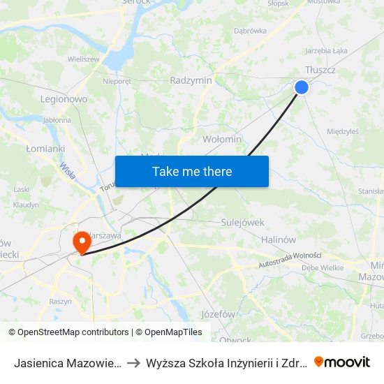 Jasienica Mazowiecka to Wyższa Szkoła Inżynierii i Zdrowia map