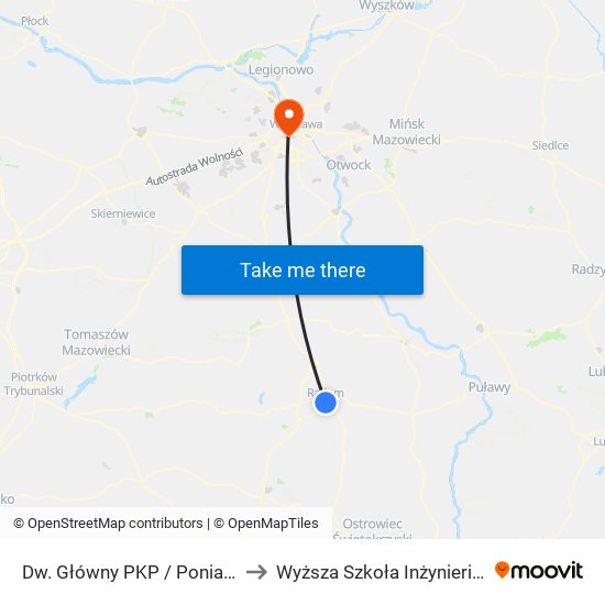 Dw. Główny PKP / Poniatowskiego to Wyższa Szkoła Inżynierii i Zdrowia map