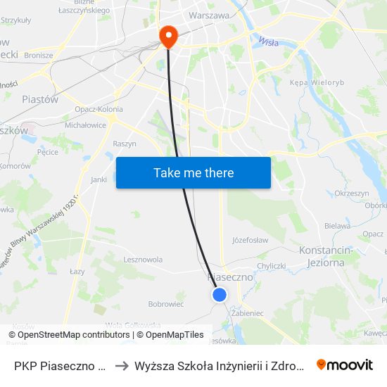 PKP Piaseczno 07 to Wyższa Szkoła Inżynierii i Zdrowia map