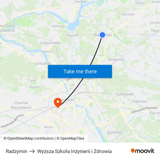 Radzymin to Wyższa Szkoła Inżynierii i Zdrowia map