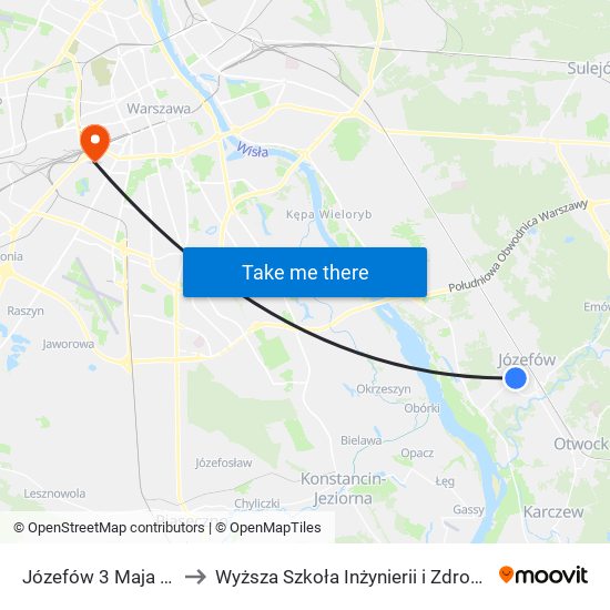 Józefów 3 Maja to Wyższa Szkoła Inżynierii i Zdrowia map