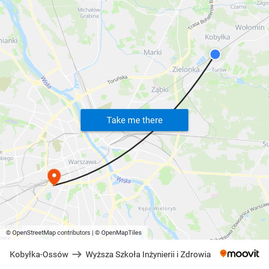 Kobyłka-Ossów to Wyższa Szkoła Inżynierii i Zdrowia map