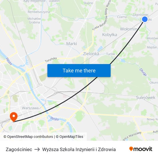 Zagościniec to Wyższa Szkoła Inżynierii i Zdrowia map