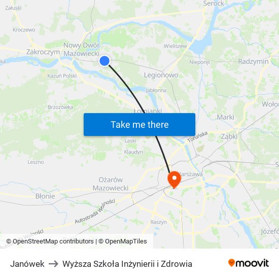 Janówek to Wyższa Szkoła Inżynierii i Zdrowia map