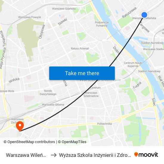 Warszawa Wileńska to Wyższa Szkoła Inżynierii i Zdrowia map