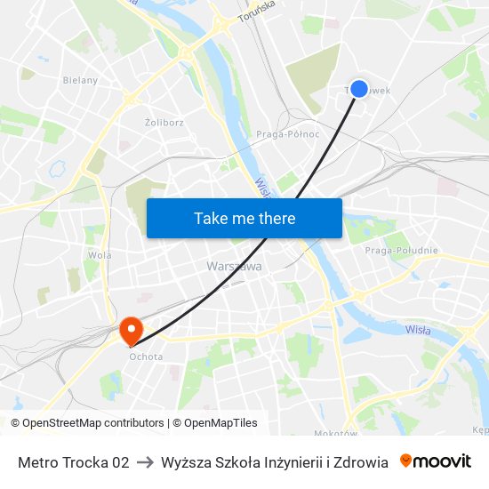 Metro Trocka 02 to Wyższa Szkoła Inżynierii i Zdrowia map