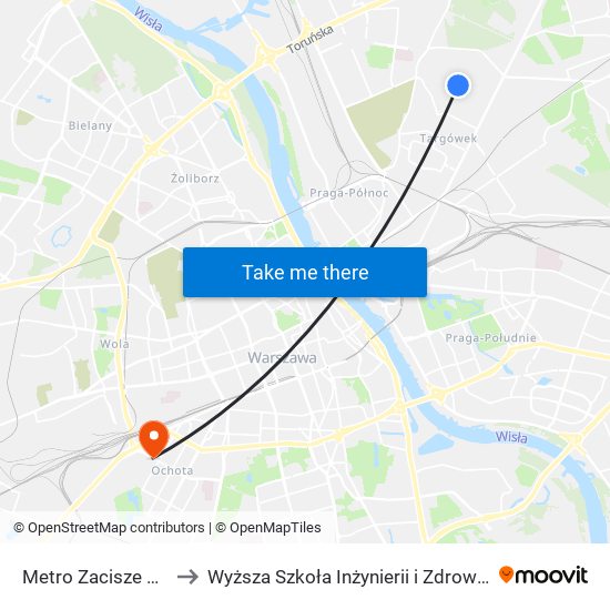 Metro Zacisze to Wyższa Szkoła Inżynierii i Zdrowia map