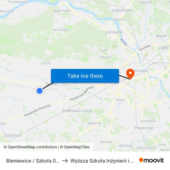 Bieniewice / Szkoła 01 (Nż) to Wyższa Szkoła Inżynierii i Zdrowia map