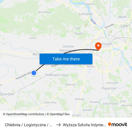 Chlebnia / Logistyczna / Raben (Nż) to Wyższa Szkoła Inżynierii i Zdrowia map