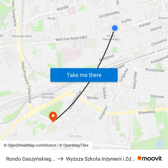 Rondo Daszyńskiego to Wyższa Szkoła Inżynierii i Zdrowia map