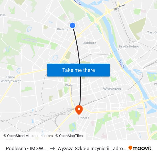 Podleśna-Imgw to Wyższa Szkoła Inżynierii i Zdrowia map