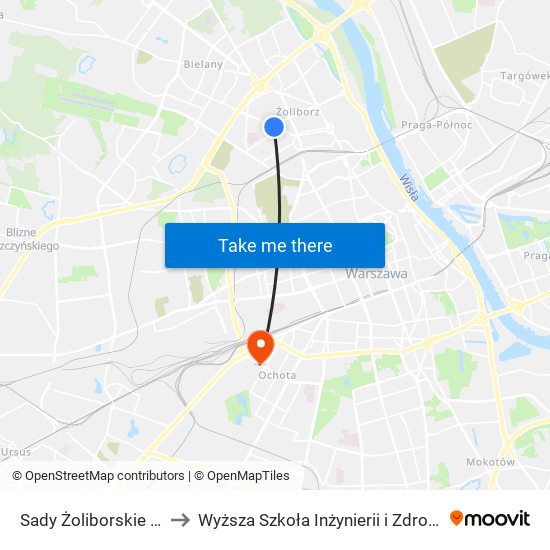 Sady Żoliborskie 03 to Wyższa Szkoła Inżynierii i Zdrowia map