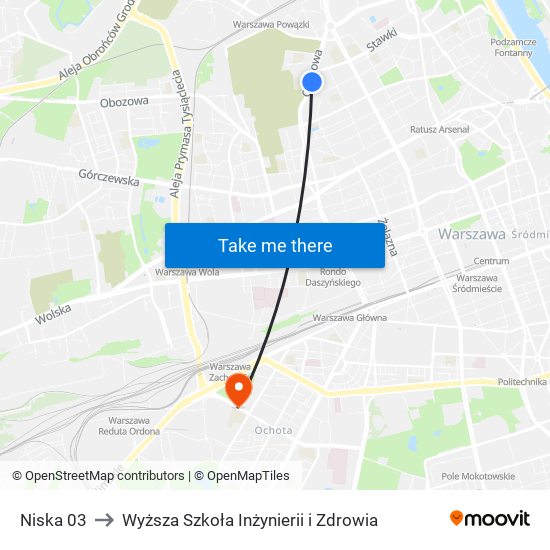 Niska to Wyższa Szkoła Inżynierii i Zdrowia map