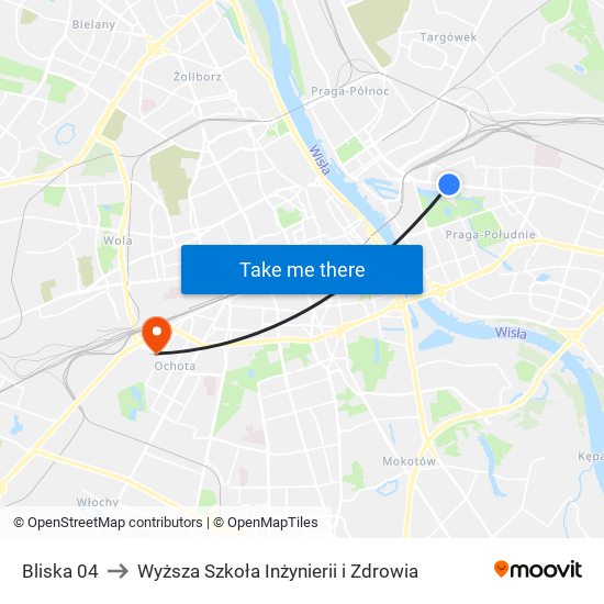 Bliska to Wyższa Szkoła Inżynierii i Zdrowia map