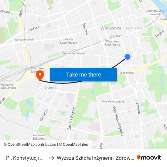 Pl. Konstytucji to Wyższa Szkoła Inżynierii i Zdrowia map