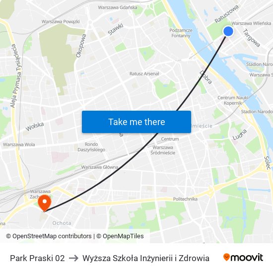 Park Praski 02 to Wyższa Szkoła Inżynierii i Zdrowia map