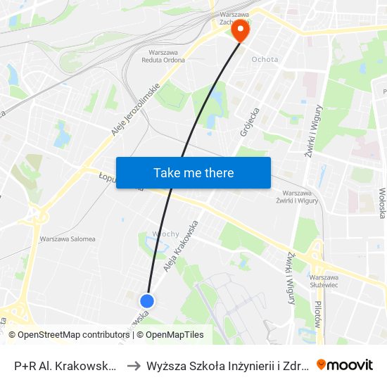 P+R Al. Krakowska 03 to Wyższa Szkoła Inżynierii i Zdrowia map