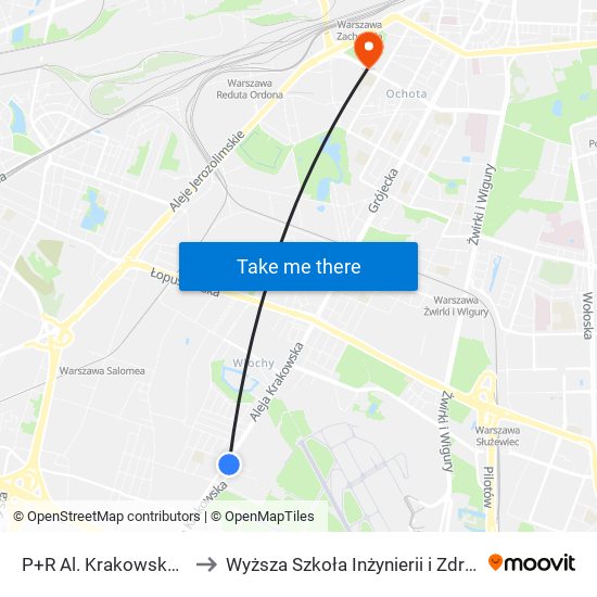 P+R Al. Krakowska 04 to Wyższa Szkoła Inżynierii i Zdrowia map