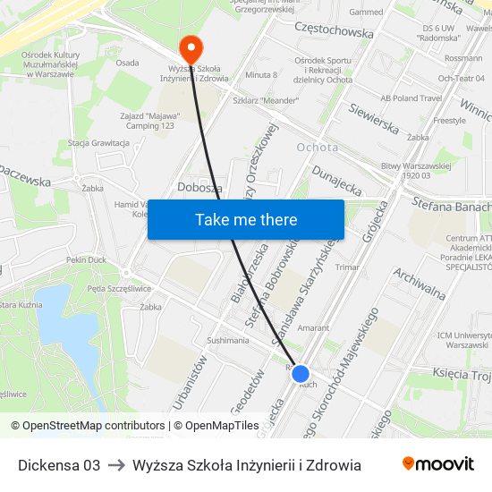 Dickensa 03 to Wyższa Szkoła Inżynierii i Zdrowia map