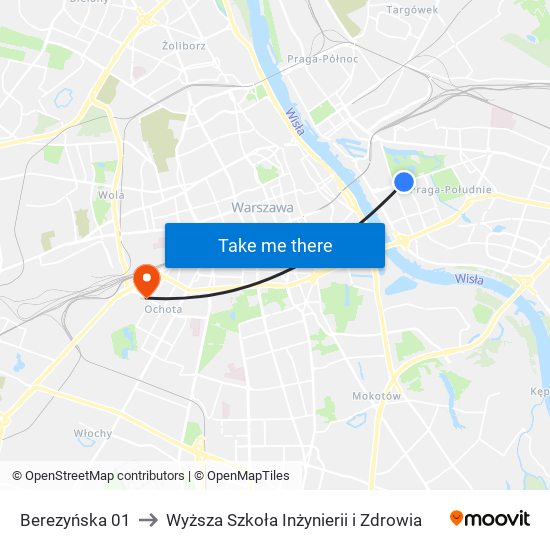 Berezyńska 01 to Wyższa Szkoła Inżynierii i Zdrowia map