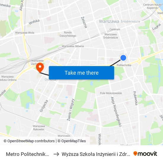 Metro Politechnika 03 to Wyższa Szkoła Inżynierii i Zdrowia map