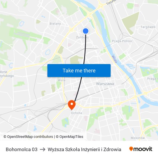 Bohomolca to Wyższa Szkoła Inżynierii i Zdrowia map