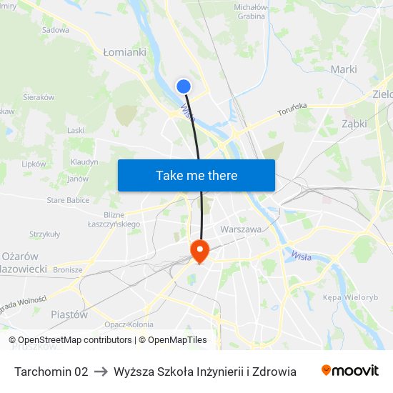 Tarchomin to Wyższa Szkoła Inżynierii i Zdrowia map