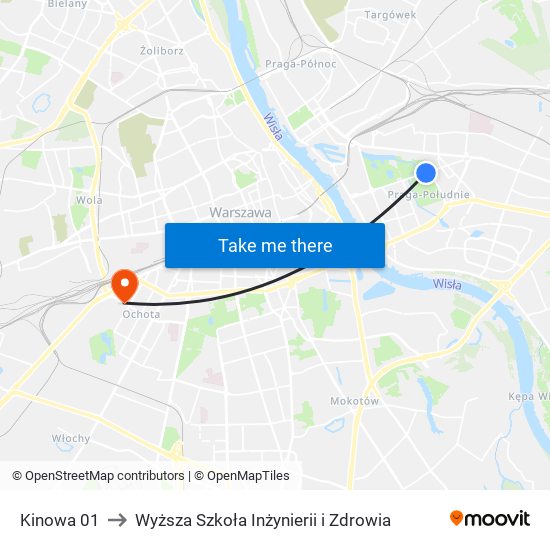 Kinowa 01 to Wyższa Szkoła Inżynierii i Zdrowia map