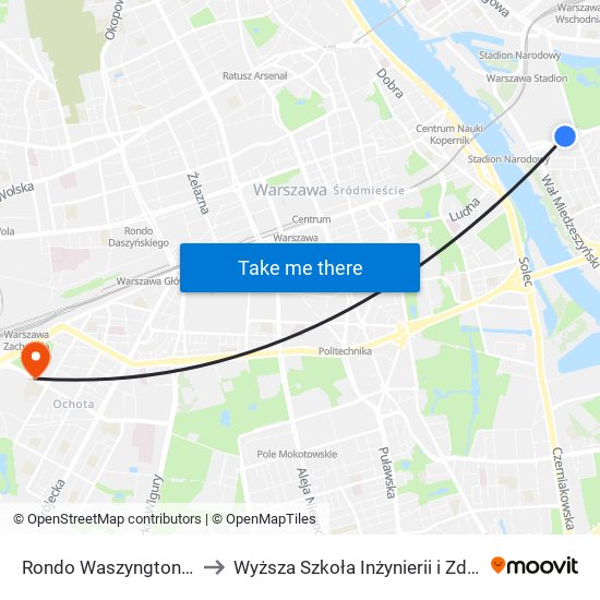 Rondo Waszyngtona to Wyższa Szkoła Inżynierii i Zdrowia map