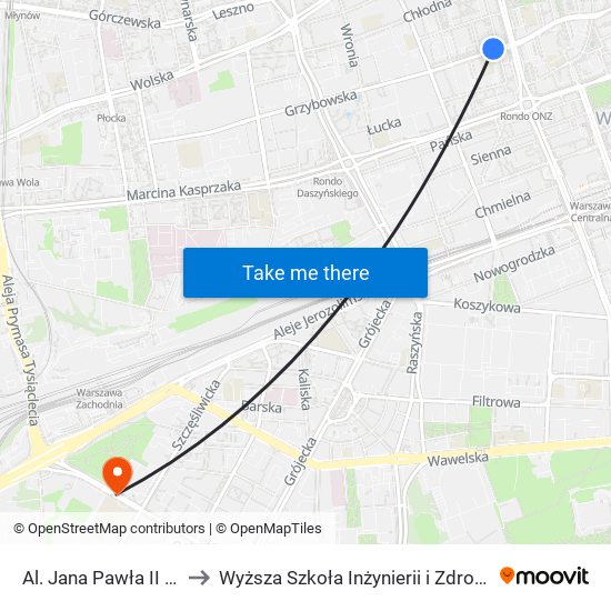 Al. Jana Pawła II to Wyższa Szkoła Inżynierii i Zdrowia map