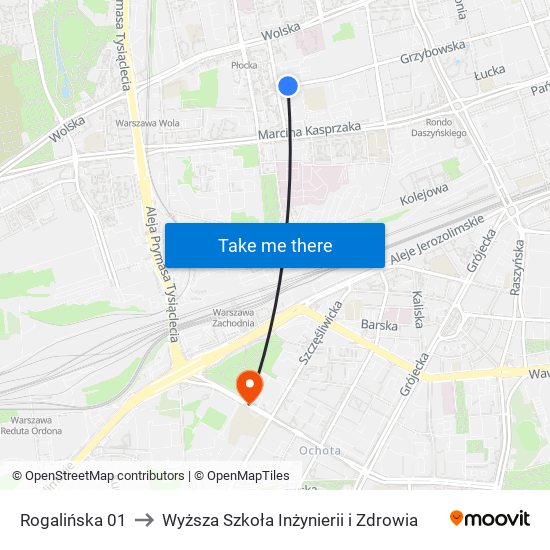 Rogalińska to Wyższa Szkoła Inżynierii i Zdrowia map