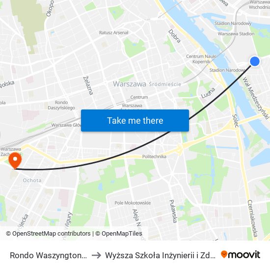 Rondo Waszyngtona to Wyższa Szkoła Inżynierii i Zdrowia map