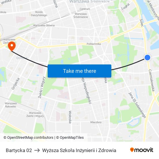 Bartycka 02 to Wyższa Szkoła Inżynierii i Zdrowia map