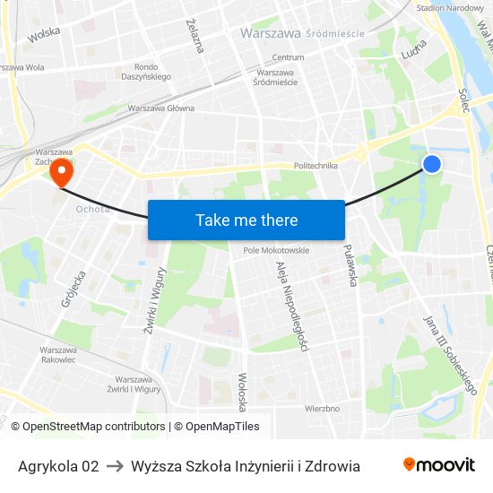 Agrykola 02 to Wyższa Szkoła Inżynierii i Zdrowia map