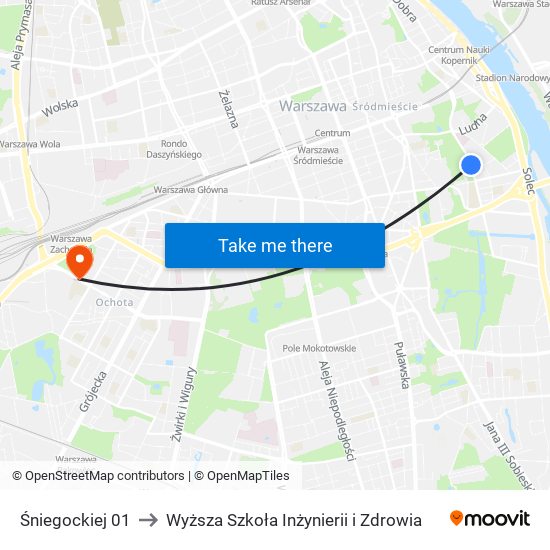 Śniegockiej 01 to Wyższa Szkoła Inżynierii i Zdrowia map