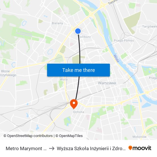 Metro Marymont 01 to Wyższa Szkoła Inżynierii i Zdrowia map