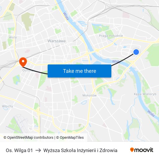 Os. Wilga to Wyższa Szkoła Inżynierii i Zdrowia map