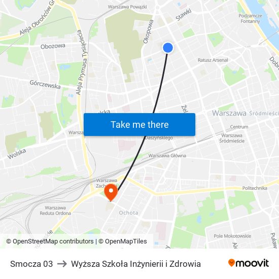 Smocza to Wyższa Szkoła Inżynierii i Zdrowia map