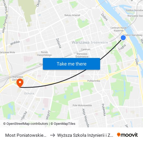 Most Poniatowskiego 02 to Wyższa Szkoła Inżynierii i Zdrowia map