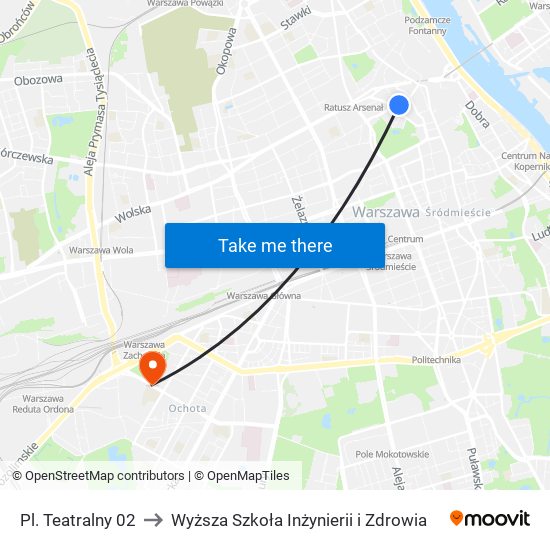 Pl. Teatralny to Wyższa Szkoła Inżynierii i Zdrowia map