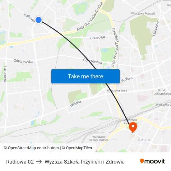 Radiowa 02 to Wyższa Szkoła Inżynierii i Zdrowia map