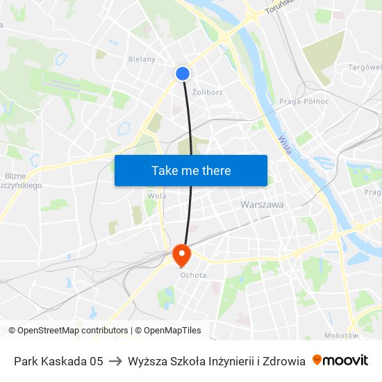 Park Kaskada 05 to Wyższa Szkoła Inżynierii i Zdrowia map