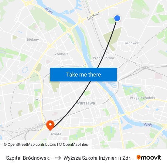 Szpital Bródnowski 02 to Wyższa Szkoła Inżynierii i Zdrowia map